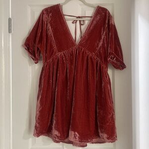 Free People Velvet V-Neck dress - pink